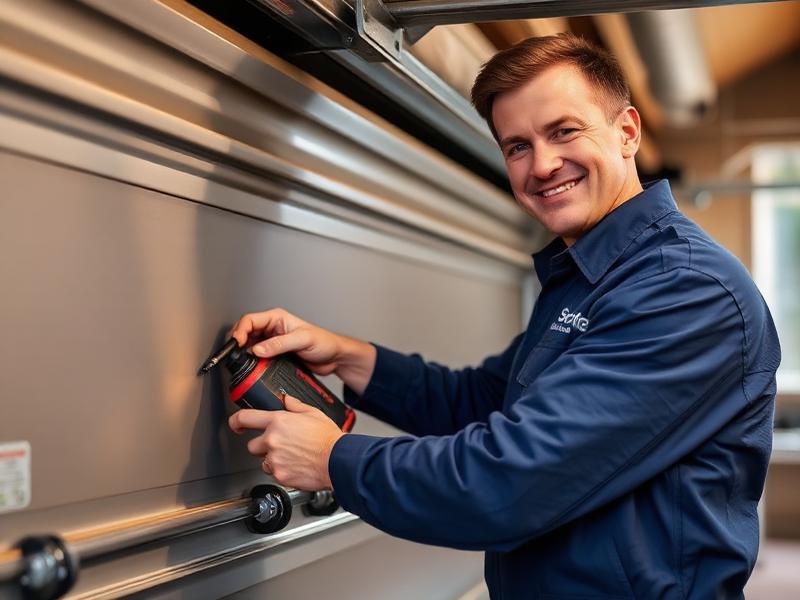 Orient Garage Doors certified technician performing professional garage door maintenance service